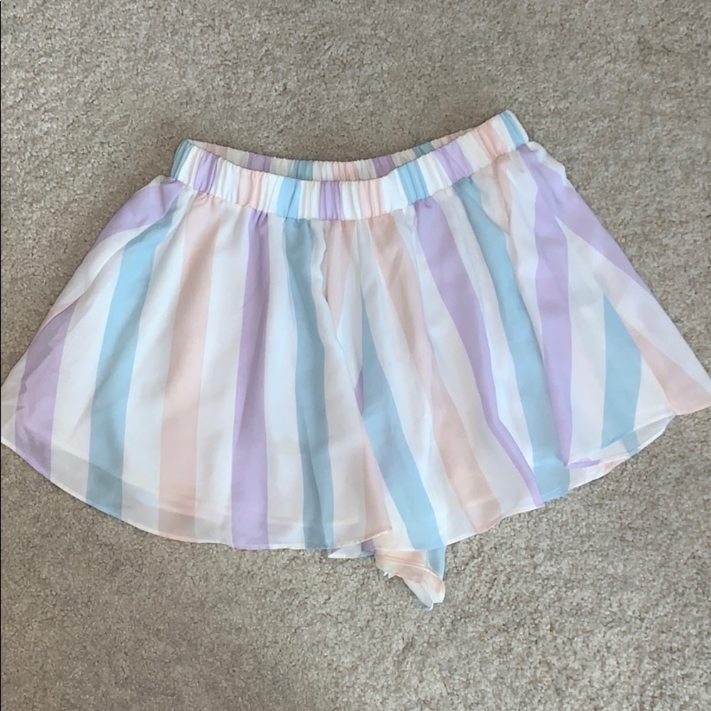 Pastel Striped Flowy Shorts